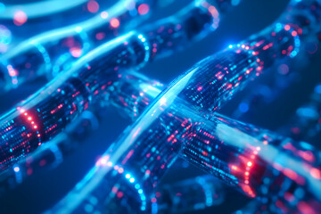 Glowing data cables transferring information background