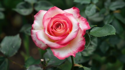 Fototapeta premium Pink and white contrast in a rose displaying its innate beauty