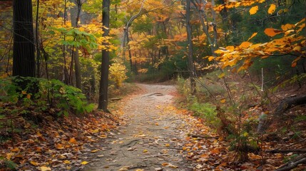 Natural Environment with Foliage Surrounding Hiking Path