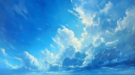 Scene of a blue sky, floating clouds