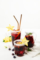 Cocktails with blueberries and ice. Blueberry ice lemonade.