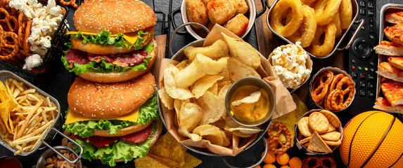 Beer and snacks set. Football season or fans party concept.