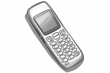 Hand-drawn smartphone outline on white background, pencil drawing for graphic design projects