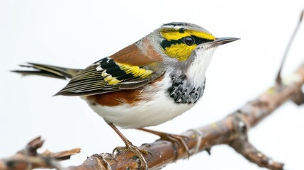 Chestnut-Sided Warbler clearly photo on white background , 