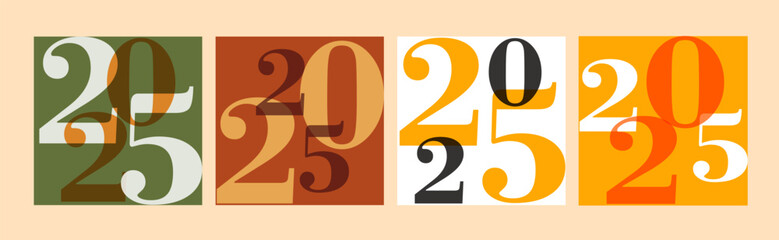 Fototapeta premium 2025 Creativity Geometric Celebration of Happy New Year and Merry Christmas. Abstract Typography for Vibrant Advertising, Web Delights, Social Media Sparks, Banners, Covers, Posters.
