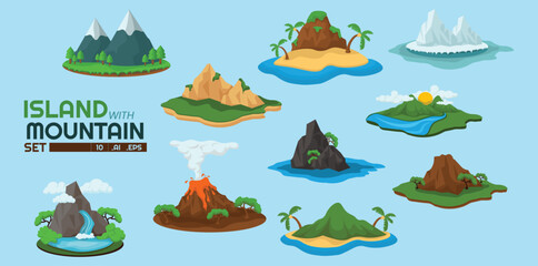 Island With Mountain Set