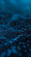 A blue and white image of a wave with a lot of lines. The image is abstract and has a futuristic feel to it