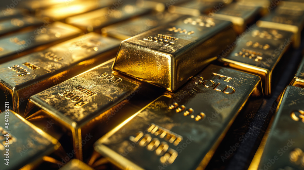 Aufkleber a row of gold bars with the numbers 1 through 9 on them. the bars are stacked on top of each other