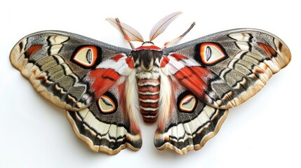Fototapeta premium Cecropia Moth clearly photo on white background , 