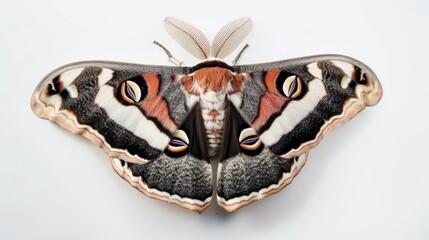 Cecropia Moth clearly photo on white background , 