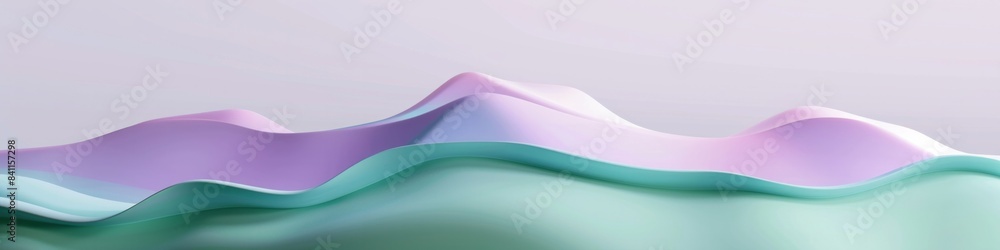 Poster a 3d icon with a gradient wave, seamlessly transitioning from lavender to mint green, ai generative