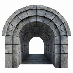 Obraz premium stone archway tunnel entrance on a white background