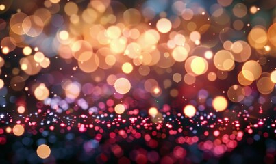 Abstract blurred background with sequins of blue, pink, yellow colors. Festive background with a bokeh effect. Christmas, New Year, holiday party, Birthday, anniversary, greetings, copy space