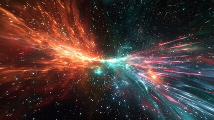 Dynamic cosmic explosion with colorful particles