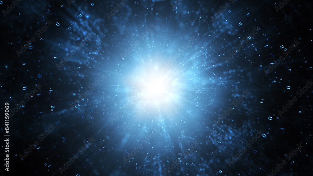 Aufkleber abstract shining binary numbers and lines illustration background.