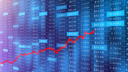 Obraz premium Artistic 3d financial business chart with red graph arrow line illustration background.