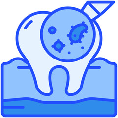 loupe with bacteria on tooth Blue Color Icon
