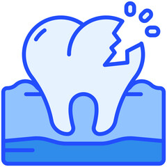 tooth broken Blue Color Icon