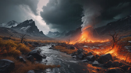 Fototapeta premium Treacherous Weather: Nature's Wrath Unleashed, Elements in Turmoil, Generative AI