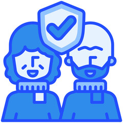 Elderly Insurance Blue Color Icon