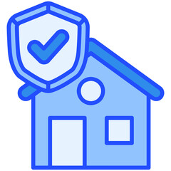 Home protection Blue Color Icon