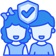 Kids insurance Blue Color Icon