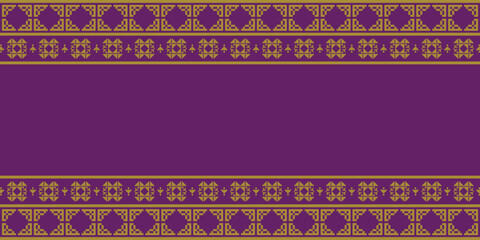 Elegant Textile Border with Floral Motif.Vintage Textile Border for Classic Designs.Colorful Textile Border with Geometric Patterns with copy space area