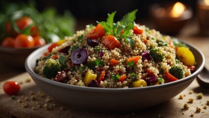 Nourishing Quinoa Salad A Vibrant Assortment of Roasted Vegetables for Healthy Living.