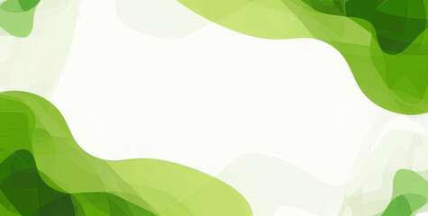 Flowing green shapes with leaves on a light background