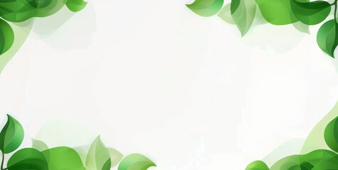 Flowing green shapes with leaves on a light background