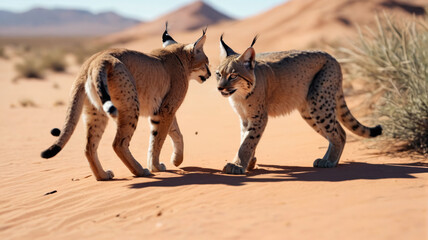 Hidden Predators: A Sidewinder and a Desert Lynx Ready to Pounce, Generative AI