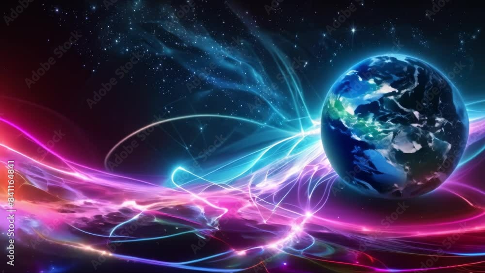 Poster exploring internet connectivity through global network technology with d earth visuals. concept inte