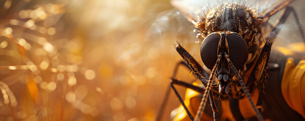 Closeup of a fly with blurred background