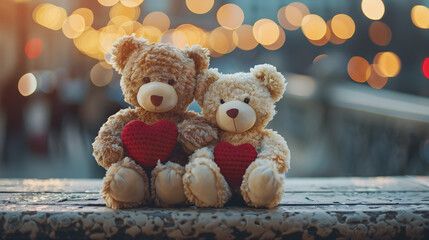 Best friends teddy bears concept of love, family and friendship, valentine's day