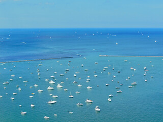 Boats in Lake Michigan