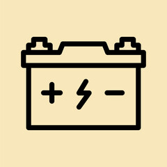 16 car battery line icon illustration vector graphic