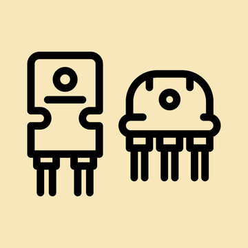 11 transistor line icon illustration vector graphic