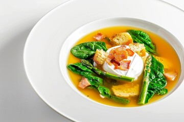 Exquisite Asparagus and Bread Soup with Creamy Creme Fraiche