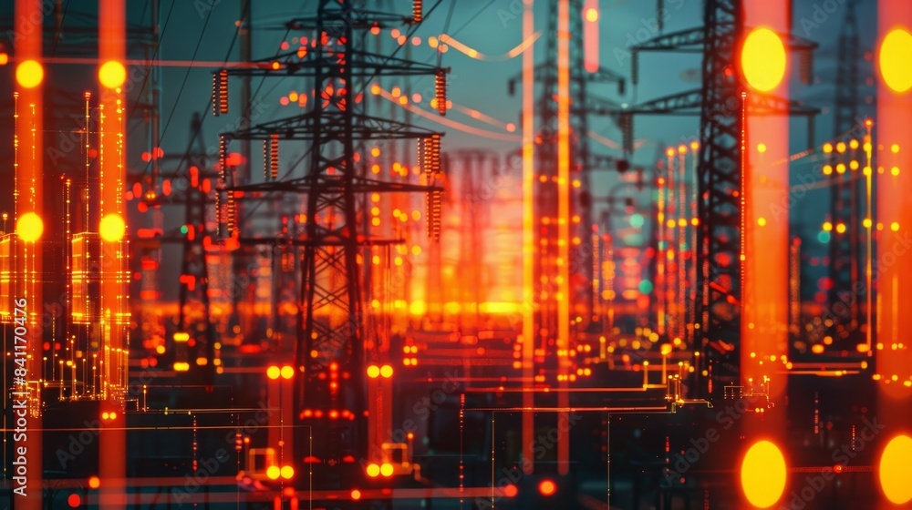 Poster a series of beeping alarms alerting operators to potential energy outages or irregularities in the g