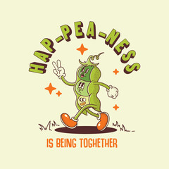 pea retro cartoon character illustration