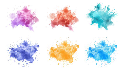 Set of watercolor circles brash multicolored. watercolor on white background. This is watercolor splash. It is drawn by hand transparent background.	