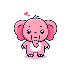 Pink elephant mascot in cute cartoon style