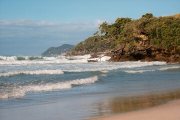 Majestic Waves Crashing on Pristine Beach
