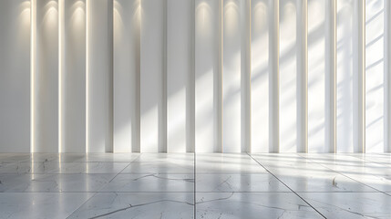 Beautiful light background mock-up for presentation with decorative white panels and decorate with hidden lighting