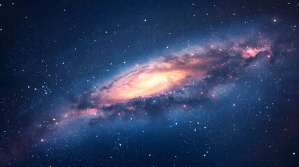 Beautiful milky way galaxy background with nebula cosmos. Stardust in deep space and bright shining stars in universe. Vector illustration