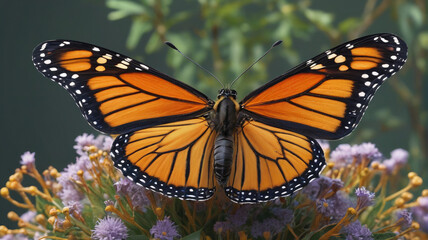 Matriarch of the Insect Realm: Majestic Monarch Presiding Over Her Scuttling Subjects, Generative AI