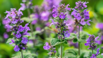 Obraz premium The Lavender Flowers of Henbit Weed
