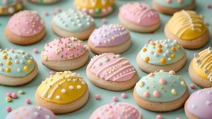Fototapeta premium Easter Cookies for Easter Egg hunt and spring celebrations
