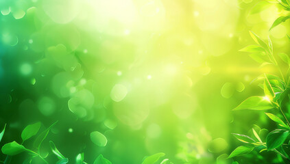 Naklejka premium Soft, blurred background, gradient of greens and yellows, springtime foliage