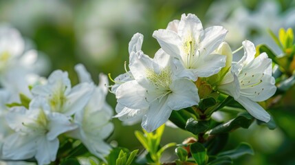 Fototapeta premium Blossoming white Azalea flower